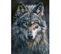 DCIDBEI Pintura de Diamante Lobo 40x50cm DIY Diamond Painting Gran Lobo Pintura por Números Adultos Cabeza Bordado Pegatinas Animales Manualidades Mosaico Punto de cruz Poderoso Solitario