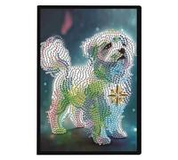 DCIDBEI Pintura de Diamantes Cuaderno Perro A5 Blanco 12 Signos del Zodiaco Punto de Cruz Diamante Diario Puzzle de Diamantes Bloc de Notas A5 Cuaderno de Viaje Manualidades Diamantes Niños 50 Hojas