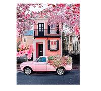 DCIDBEI Pintura de Diamantes de Cerezo 40x50 cm Cuadros Diamantes Flor de Cerezo Pintura Diamante Flor Cerezo Diamond Painting Cerezo Puzzle Diamante Coche Rosa Punto Diamante Casa Paisajes