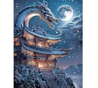 DCIDBEI Pintura de Diamantes Dragon Grande 40x50 cm Puzzle Diamantes Animales Pintura por Números Lienzo Adultos Dibujos con Diamantes Dragones Niños Square Diamond Painting Paisajes Invierno
