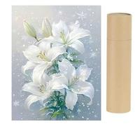 DCIDBEI Pintura de Diamantes Flores Lirio 40x50cm Bordado Adultos Flores Lirio Pintura por Números Flores Punto de Cruz Diamante Lirio Puro Hermoso Familia Gran Amor Gratitud Flores Blanco