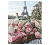 DCIDBEI Pintura de Diamantes Flores Rosas Rosa 40x50cm Diamond Painting Torre Eiffel de París Cuadro Punto de Cruz Torre Eiffel Puzzles 5D Diamantes Paisajes Punto de Diamante Paisajes Macarons Vino