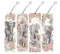 DCIDBEI Pintura de Diamantes Marcadores de Papel con Borlas Diamond Painting Clip de Página Pintar por Números Clips Marcapáginas Clip Libros Borlas Marcadores de Página para Maestros Elefante