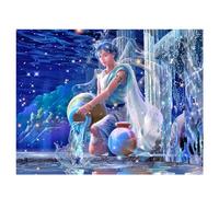 DCIDBEI Pintura de Diamantes Signo del Zodiaco Acuario 40x40cm Punto de Diamante del Signo del Zodiaco Acuario Pintura Diamante Signos del Zodiaco Acuario Puzzle Diamantes 5D Fluorescente Constelación