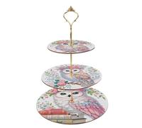DCIDBEI Pintura de Diamantes Soporte Postres 3 Niveles 25x32cm Diamond Painting Soporte Cupcakes Torre de Exhibición Bufé de Dulces y Bocadillos Repostería en Niveles Adornos Torre de Macarrones Búho