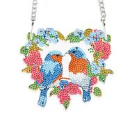 DCIDBEI Pintura Diamante Colgante Pendant con Cadena Pájaros 15x13cm Punto de Cruz Diamante Adornos Colgantes Diamond Painting Ornaments Letrero de Puerta Pared para Porche Ventana Colgante de Pared
