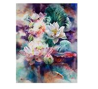 DCIDBEI Pintura Diamante Flor de Loto 40x50cm Puzzle Diamante Flor de Loto Puzzle de Diamantes Flor de Loto Cuadro Diamantes Flor Lotus Diamond Painting Flor de Loto Lienzos Punto Diamantes 5D Flores