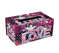 DCIDBEI Puzzle Diamantes Caja para Pañuelos 22x12cm Cuadros Diamantes 5D Dispensador de Pañuelos de Papel Dibujos con Diamantes Diamond Painting kit Completo Caja de Portapañuelos Chat