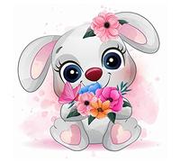 DCIDBEI Redondo Pintura de Diamante 5D para Niños 30x30 cm Puzzles de Diamantes Adultos Abuelos Pintura por Números Diamantes Animales Cuadro de Diamantes Conejo Regalo Cuadros Decoracion Dormitorios