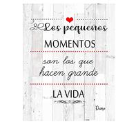 Dcine Cuadro Frases/Frases positivas/Cuadro Madera/Regalo/Normas del hogar/Normas de la casa/Carteles Vintage/ 19 cm x 25 cm x 4 mm/ (PEQUEÑOS Momentos)