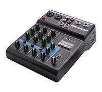 Dciustfhe Mezclador de audio portátil Mezclador profesional de 4 canales Consola de DJ Mezclador de sonido de audio digital Juego de audio de dientes azules con efecto de reverberación para karaoke