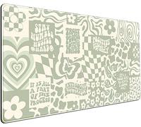 DCJJM Tapete de Escritorio estético Bohemio Beige, Retro, Hippie, Bohemio, XXL, Grande, extendido, Verde, Salvia, para Mujeres, jugadoras, niñas, Trabajo, Oficina, computadora, computadora, Mouse,