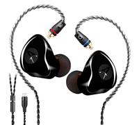 DCMEKA Dynamic Banlance - Auriculares intraurales 2DD, HiFi, monitores de oído, auriculares con cable, auriculares IEM, auriculares para juegos (color negro tipo C sin micrófono)