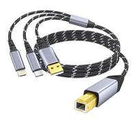 DCNETWORK Cable de impresora de 3.3 pies, cable USB C y USB-A a USB-B, cable de impresora de escáner trenzado de nailon de alta velocidad para HP, Canon, Dell, Epson, Brother, Lexmark, Xerox, Samsung
