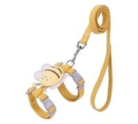 DCNIYT - Juego de arnés y correa para gato, ajustable, diseño de abeja de dibujos animados, arnés de doble capa para perros pequeños y medianos, correa para caminar al aire libre (amarillo, S (1,5-4