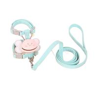 DCNIYT - Juego de arnés y correa para gato, ajustable, diseño de abeja de dibujos animados, arnés de doble capa para perros pequeños y medianos, correa para caminar al aire libre (azul, M (4.5-7.5 kg