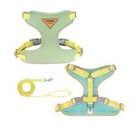 DCNIYT - Juego de correa de arnés ajustable para gatos, chaleco a prueba de escapes, correa para el pecho de gatito, chihuahua, pug, correa de plomo para caminar al aire libre (verde, L 10-14 kg)