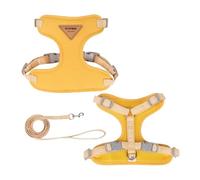 DCNIYT - Juego de correa de arnés ajustable para gatos, chaleco a prueba de escapes, correa para el pecho de gatito, chihuahua, pug, correa de plomo para caminar al aire libre (amarillo, L 10-14 kg)