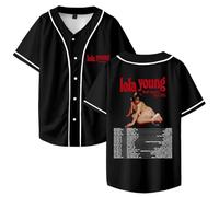 DCOKUS Lola Young North America Tour 2025 - Camiseta de béisbol unisex con cuello en V, manga corta, ropa de calle, Negro, 3XL