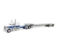 DCP 1/64 Peterbilt 379 con remolque Stepdeck, azul y blanco por First Gear 60-1915