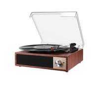 DCPICE Tocadiscos Vinilo Vintage Bluetooth, Giradiscos 3 Velocidades 33/45/78 RPM con Altavoces Estéreo, Grabación Digital, Salida RCA/AUX, Marrón Rojizo