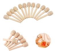 DCQQ 20 PCS Barra de Agitación de Miel Cuchara Miel Madera Esparcidor de Miel Varilla de Agitación Portátil para Mermelada Jarabe de Arce Caramelo Fiesta Boda Favores Bautizo (10cm) (fengmibang)