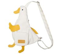 DCRYRPQES Backpack Bolso bandolera de lona con diseño de pato divertido, de gran capacidad, con dibujos animados, for viajes para niñas(White 1PC)