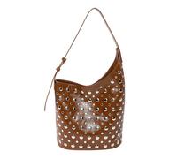 DCRYRPQES Bolso Bandolera Bolso con tachuelas for mujer, estilo punk, de piel vegana, holgado, asimétrico Moda(Brown)