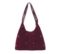 DCRYRPQES Bolso Bandolera Bolso de ante con tachuelas for mujer, estilo holgado, de piel vegana, estilo retro moderno. Moda(Red)