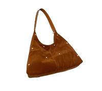 DCRYRPQES Bolso Bandolera Bolso de ante con tachuelas for mujer, estilo holgado, de piel vegana, estilo retro moderno. Moda(Brown)