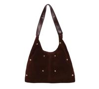 DCRYRPQES Bolso Bandolera Bolso de ante con tachuelas for mujer, estilo holgado, de piel vegana, estilo retro moderno. Moda(Coffee)