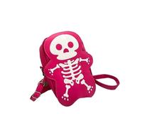DCRYRPQES Bolso Bandolera Bolso de hombro for mujer con estampado de esqueleto de PU de Halloween, bandolera con correa ajustable y cremallera. Moda(Pink 1PC)