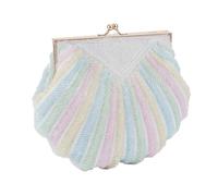 DCRYRPQES Bolso Bandolera Bolso de mano con cuentas y conchas, bolso de mano con perlas, bolso bandolera for noche, fiesta, vacaciones, boda Moda(Beige)