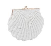 DCRYRPQES Bolso Bandolera Bolso de mano con cuentas y conchas, bolso de mano con perlas, bolso bandolera for noche, fiesta, vacaciones, boda Moda(White)