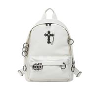 DCRYRPQES Bolso Bandolera Mochila de Halloween, bolso cruzado for mujer con anillos de metal punk, gran capacidad, estilo gótico. Moda(White)