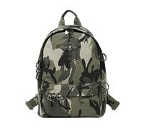 DCRYRPQES Bolso Bandolera Mochila de Halloween, bolso cruzado for mujer con anillos de metal punk, gran capacidad, estilo gótico. Moda(Camo Green)