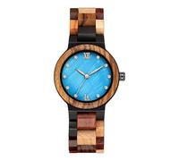 DCRYRPQES Reloj Creativo con Esfera de Concha y Correa Colorida de Madera de Cuarzo for Hombre y Mujer.