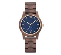 DCRYRPQES Reloj de Cuarzo de Madera de sándalo, Informal, clásico, Neutro, Creativo, de Pulsera de Madera.(Walnutblueface)