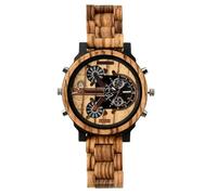 DCRYRPQES Reloj de Madera con Esfera Grande for Hombre, cronógrafo de Moda, de Cuarzo y Madera.(Zebra)
