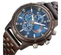 DCRYRPQES Reloj de Madera for Hombre, de Cuarzo, Personalizado for su Marido.(Ebony)
