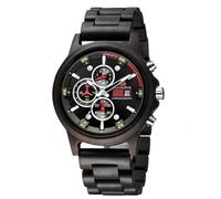 DCRYRPQES Reloj de Madera for Hombre, multifunción, Deportivo, de Madera, con Fecha, Informal, de Lujo, cronógrafo.(Black with Tool)