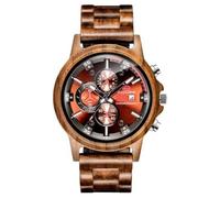 DCRYRPQES Reloj de Madera for Hombre, multifunción, Deportivo, de Madera, con Fecha, Informal, de Lujo, cronógrafo.(Red with Tool)