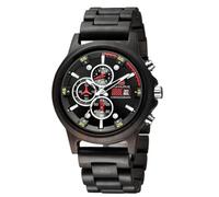 DCRYRPQES Reloj de Madera for Hombre, multifunción, Deportivo, de Madera, con Fecha, Informal, de Lujo, cronógrafo.(Black)