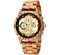 DCRYRPQES Reloj de Madera for Hombre, multifunción, Deportivo, de Madera, con Fecha, Informal, de Lujo, cronógrafo.(Yellow with Tool)