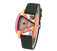 DCRYRPQES Reloj de Madera Triangular único for Mujer, Reloj de Pulsera Creativo y Colorido de Cuero Genuino, Relojes Elegantes for Mujer(Green)