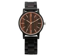DCRYRPQES Reloj de Pulsera de Cuarzo de Madera de ébano for Hombre, Estilo Vintage, con Brazalete de Madera y Cierre Plegable.(Ebony)