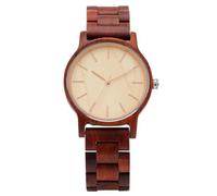 DCRYRPQES Reloj de Pulsera de Cuarzo de Madera de ébano for Hombre, Estilo Vintage, con Brazalete de Madera y Cierre Plegable.(Red Wood 1PC)