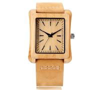 DCRYRPQES Reloj de Pulsera Rectangular de Madera con Forma de Tronco Natural for Hombre y Mujer, Moderno, con Correa de Cuero Genuino, Estilo Informal(Wood A)