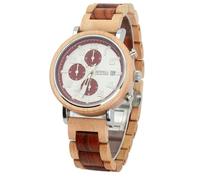 DCRYRPQES Relojes de Madera for Hombre, de Acero Inoxidable, con cronógrafo de Cuarzo y Pulsera Informal.(173A)