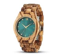 DCRYRPQES Relojes de Pulsera de Madera Natural con Diamantes y Esfera Dorada for Mujer(Green)
